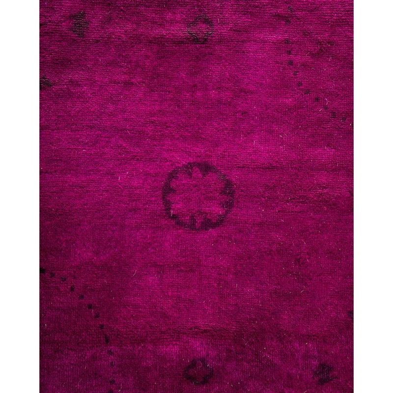 Overton Hand Knotted Wool Vintage Inspired Modern Contemporary Overdyed Plum Area Rug - 12' 2" x 14' 10"