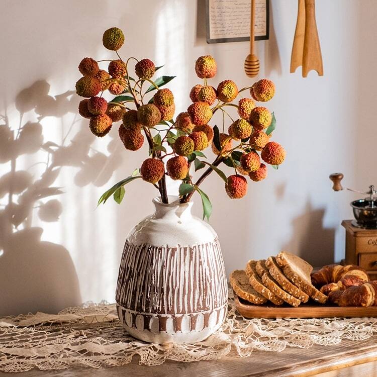 RusticReach Artificial Fruit Lychee Stem 27" Tall
