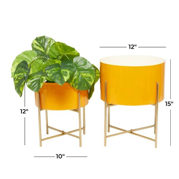 dimension image slide 3 of 7, Iron Contemporary Planter (Set of 2) - S/2 12", 16"H