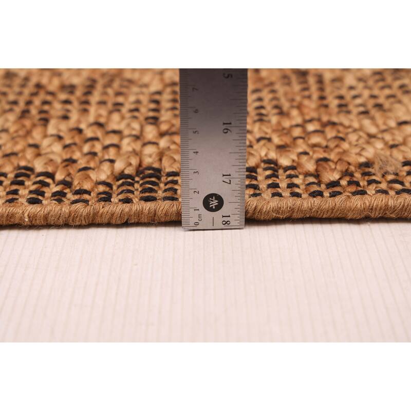 ECARPETGALLERY Braided Weave Palas Denizli Light Brown Jute Rug - 5'5 x 7'4
