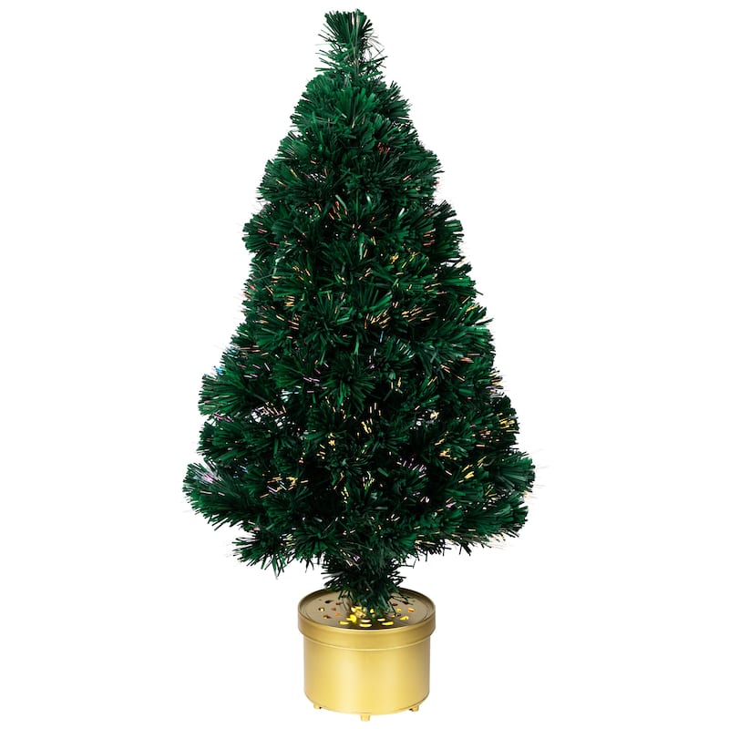 Pre-Lit Color Changing Fiber Optic Artificial Christmas Tree - 3' - Multi-color Lights - 3 Foot
