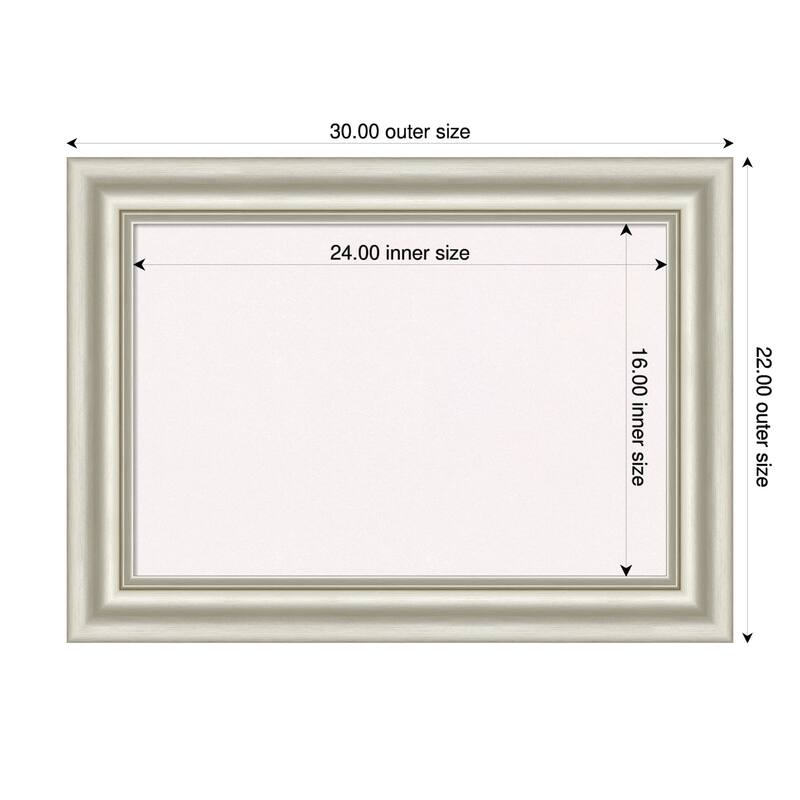 Sophia Silver Framed Cork Board - Bulletin Board, Organization Board, Pin Board - White - 30 x 22 in