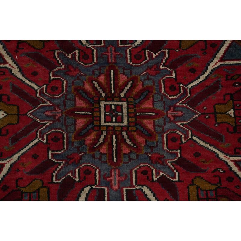 Hand Knotted Oriental 100% Wool Carpet Traditional Floral Red Heriz Area Rug - 13' 6'' X 10' 2''