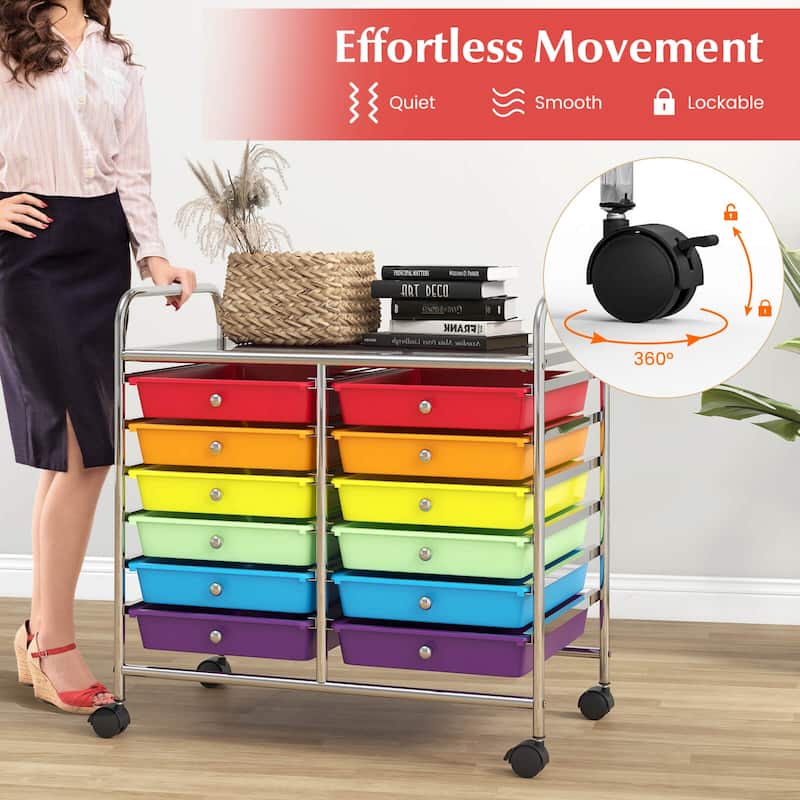 Costway 12 Drawers Rolling Cart Storage Scrapbook Paper Studio - See Details