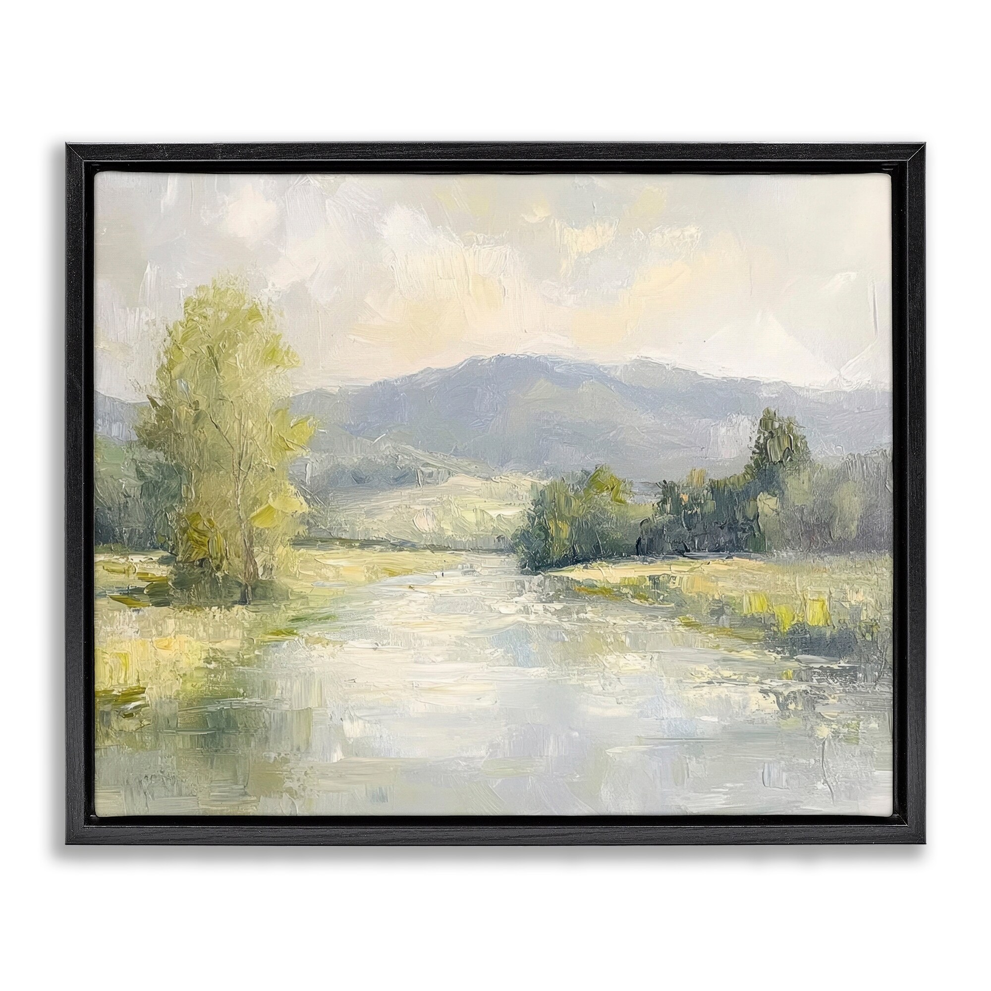 Stupell Abstract River & Mountain Scene Framed Floater Canvas Wall Art Design By Petal Prints Design