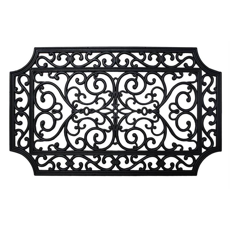 J & M Home Fashions 18" X 30" Natural Rubber Wrought Iron Floor Mat - 18x30" - French Quarter