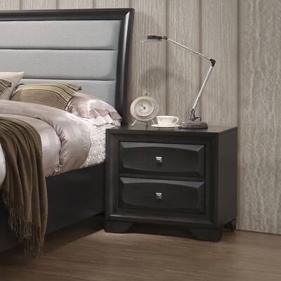 Wooden Nightstand with 2 Drawers Storage in Antique Gray