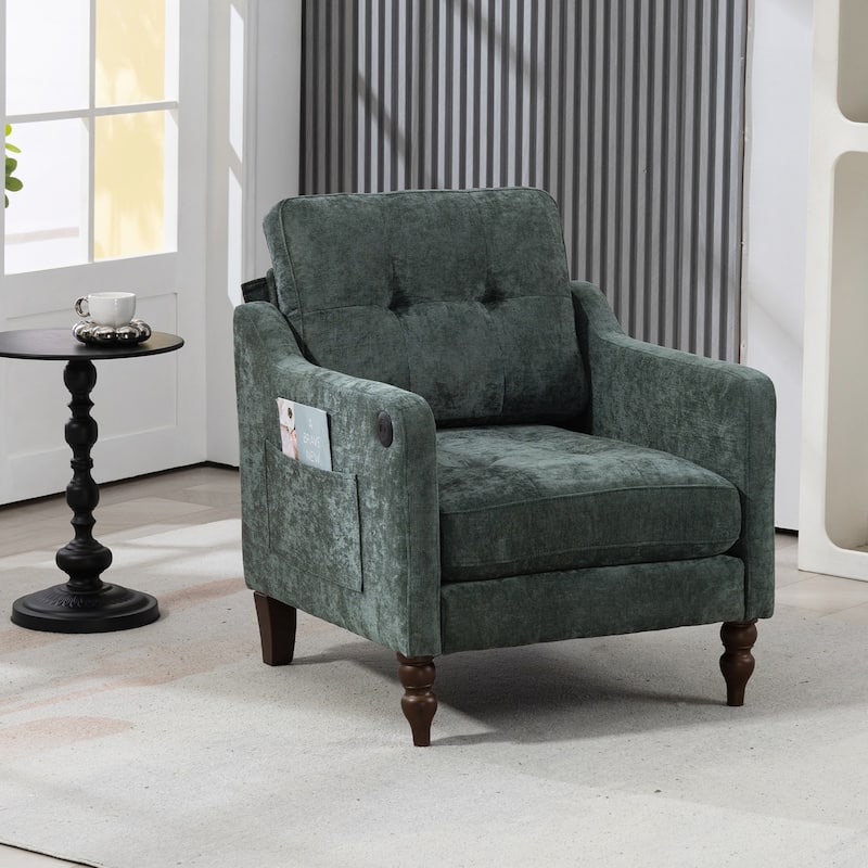Accent Comfy Chenille Chair w/USB charging port