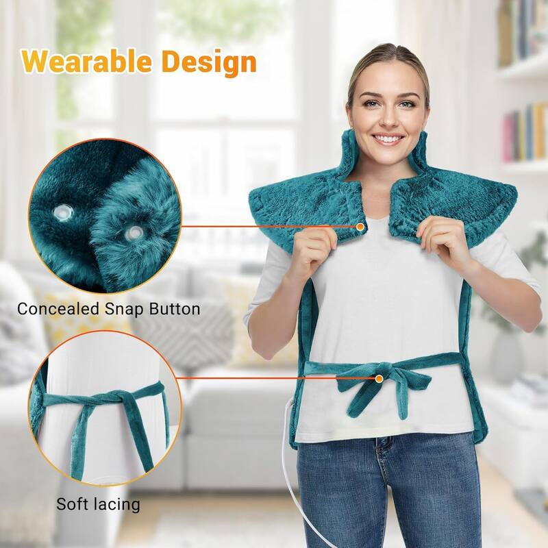 35"x24" Electric 4 Massaging Heating Pad for Back Neck Shoulders Pain Relief, Best Winter Gifts