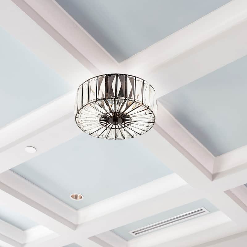 River of Goods Crystalline Oil Rubbed Bronze and Crystal 11.25-inch Semi-Flush Mount Ceiling Light - 11.5" x 11.5" x 6.375"