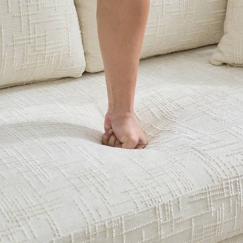 Oversized Chenille Upholstered 3 Seater Sofa, Deep Seat Sofa with Pillows, Lounge Sofa with Removable Upholstery Cover