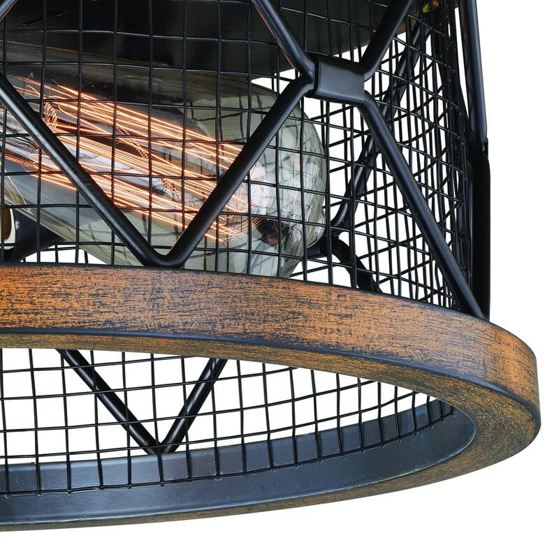 Cage Flush Mount Ceiling Light - Bronze Drum Shade - Modern Farmhouse Lighting - 6.25