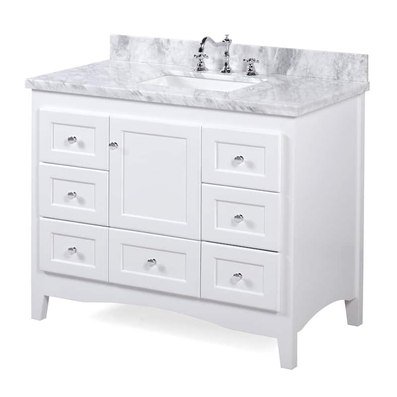 KitchenBathCollection Abbey 42" Bathroom Vanity with Carrara Marble Top
