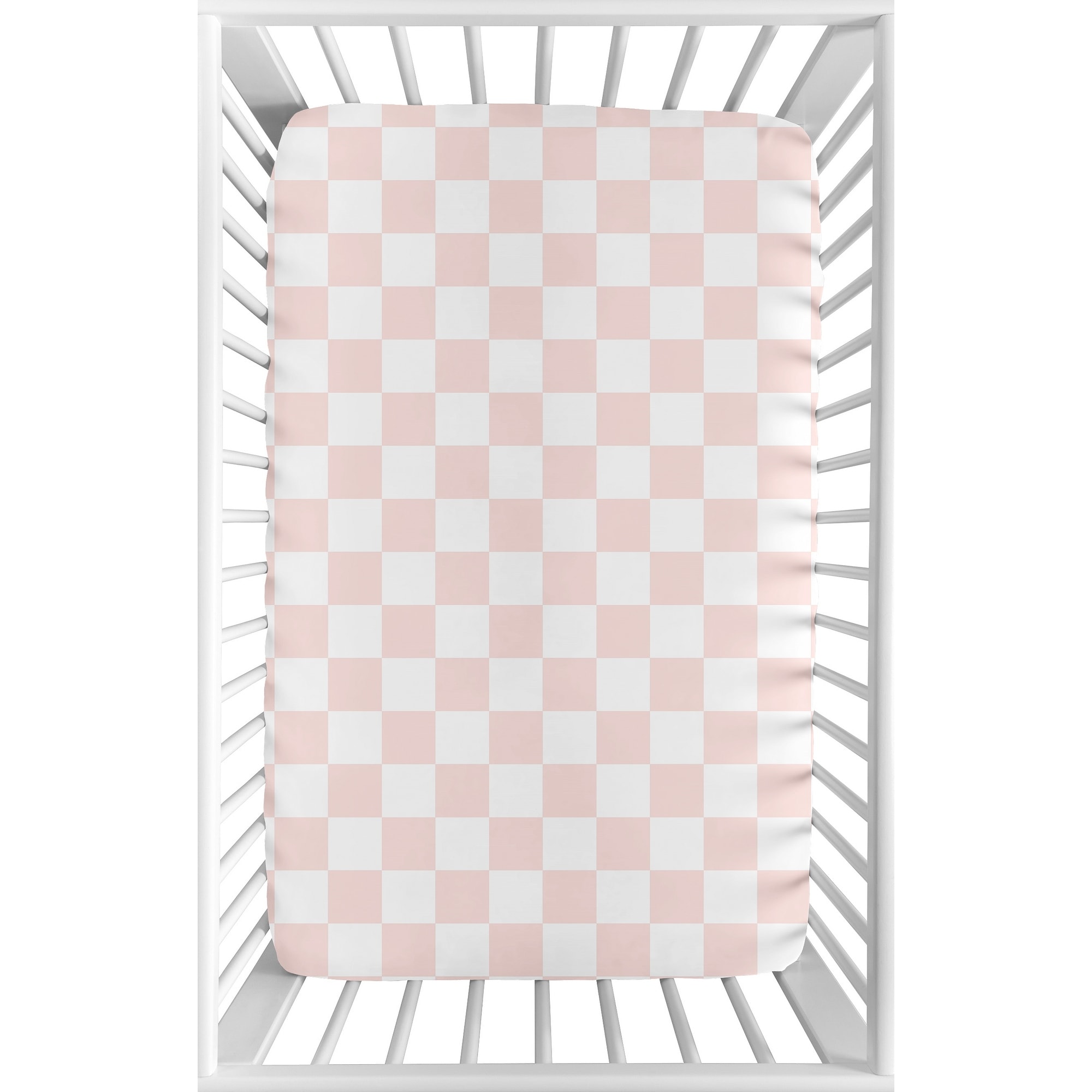 Sweet Jojo Designs Pink Gingham Checkered Plaid Girl Fitted Mini Portable Crib Sheet - Vintage, Classic, Checkerboard, Geometric