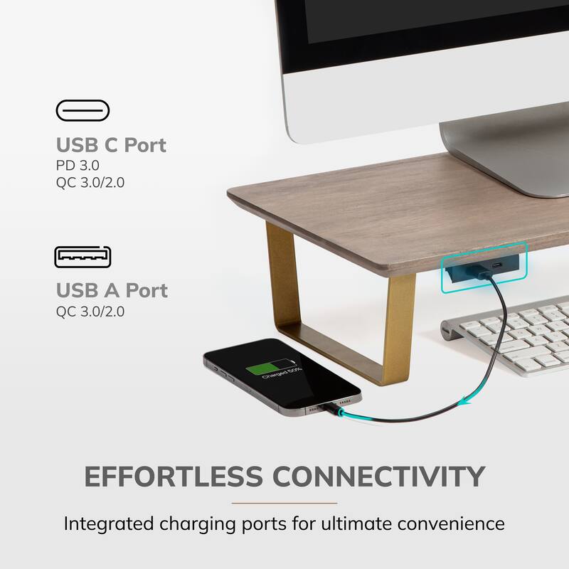 Jani Wood Monitor Stand Riser Desk - Ergonomic Design Stand, Desktop Organizer Table for Home, Office Workspace, Gaming Desk