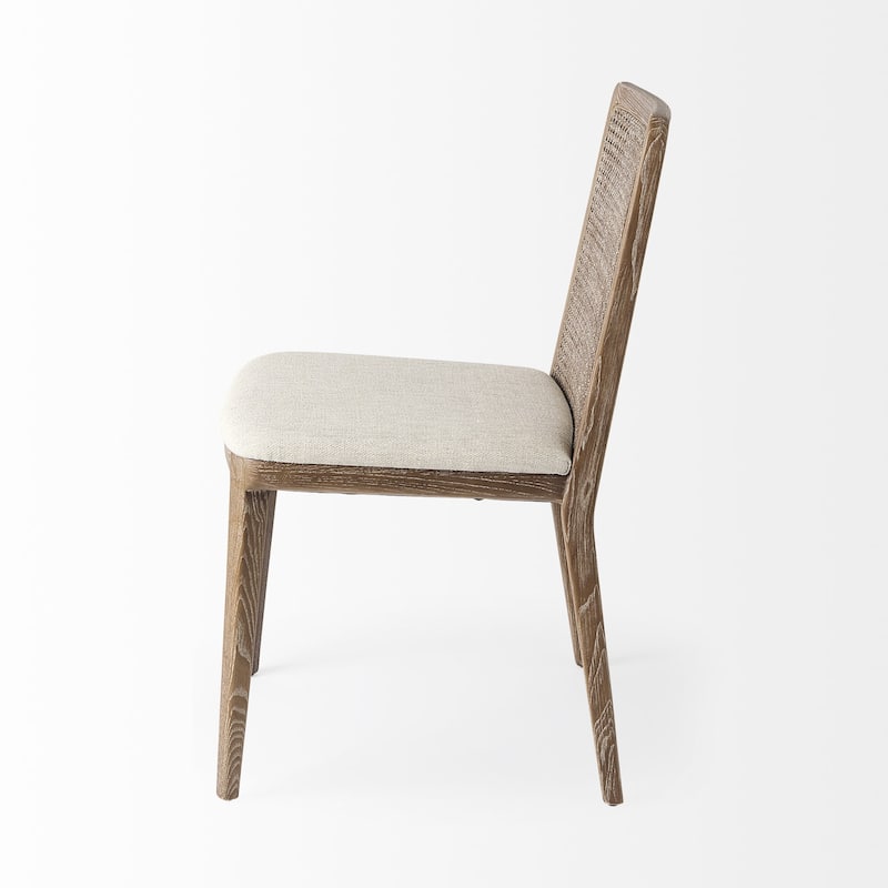 Light Uholstery and Cane Armless Dining Chair - 23" W x 34" H x 19" D