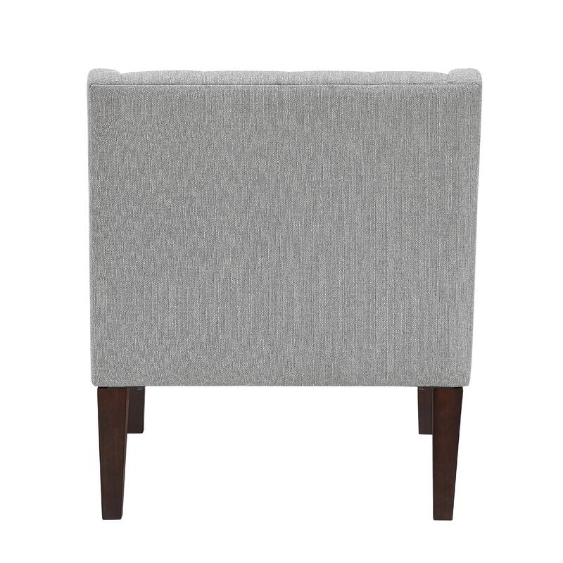 Ginna Accent Armchair, Button Tufted Light Gray Polyester, Brown Legs