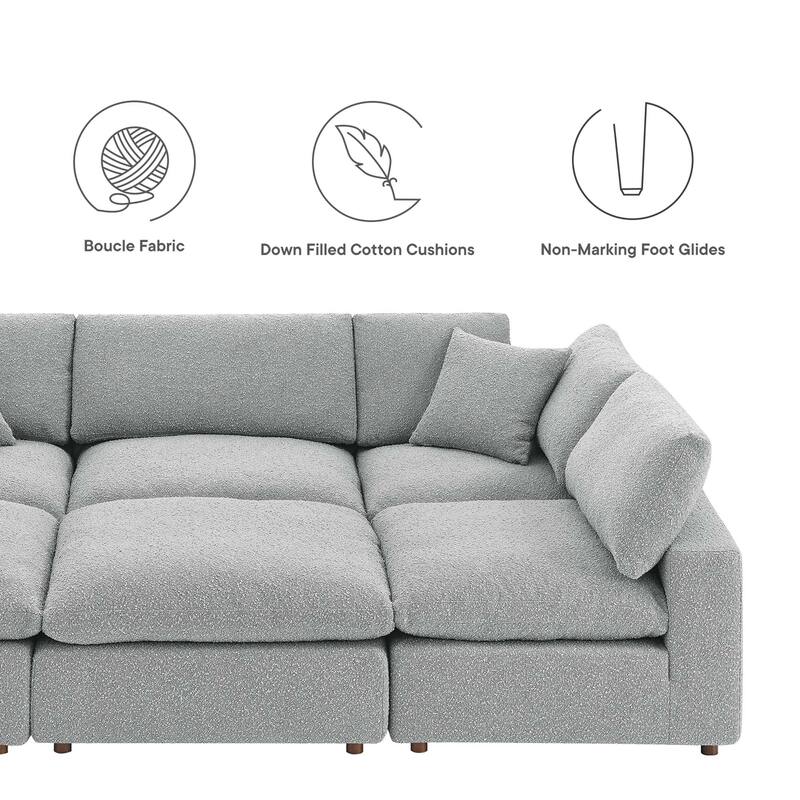 Commix Down Filled Overstuffed Boucle Fabric 6-Piece Sectional Sofa