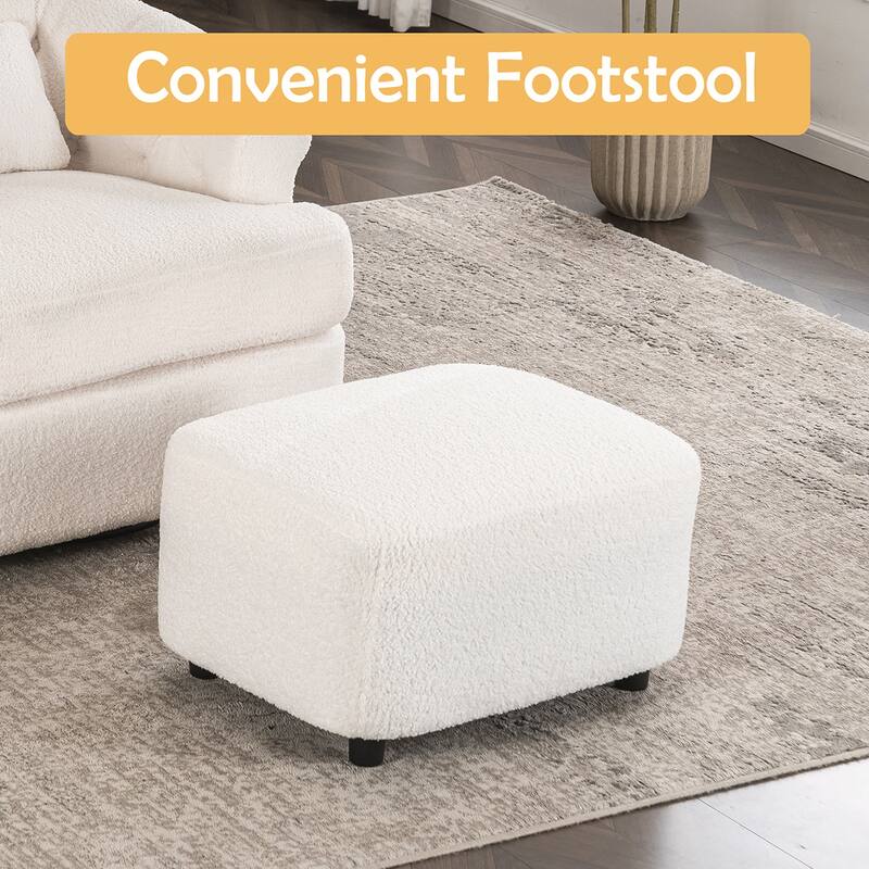 Teddy Velvet Swivel Chair with Ottoman