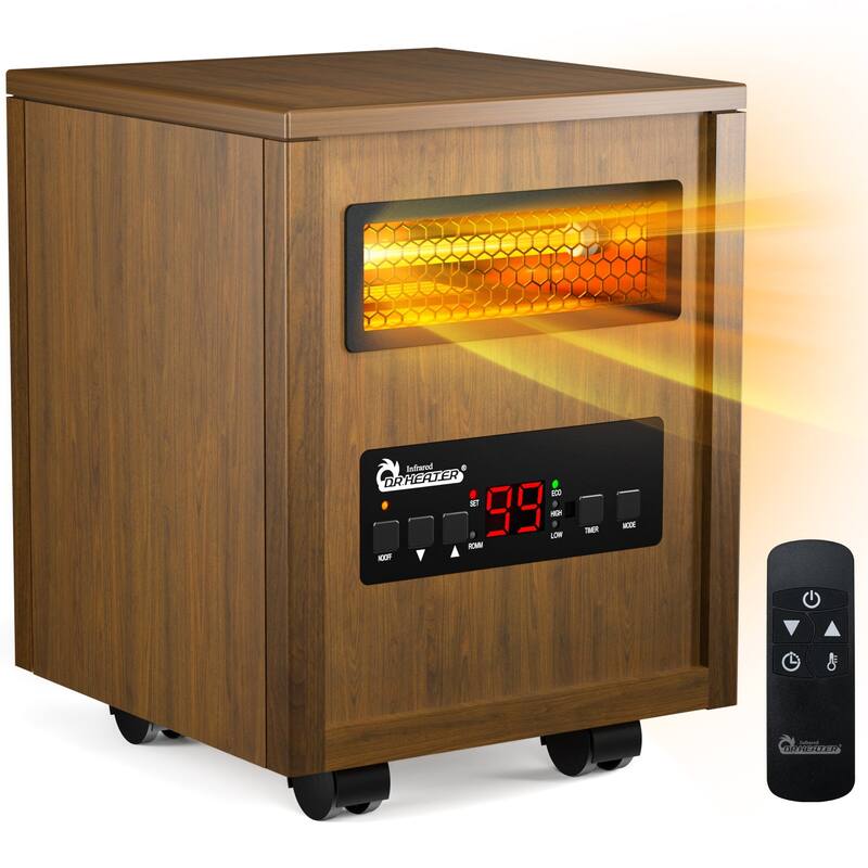 Indoor Infrared Space Heater With Remote Control, 1500W, Coffee - Brown