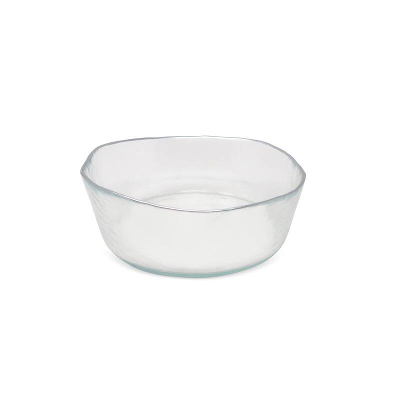Set of 4 Organic Shaped Soup Bowls with Rim - Appetizer Plate - Silver