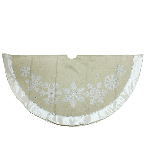 Shop 48 Gold And Silver Snowflake Christmas Tree Skirt With Border Overstock 18130230