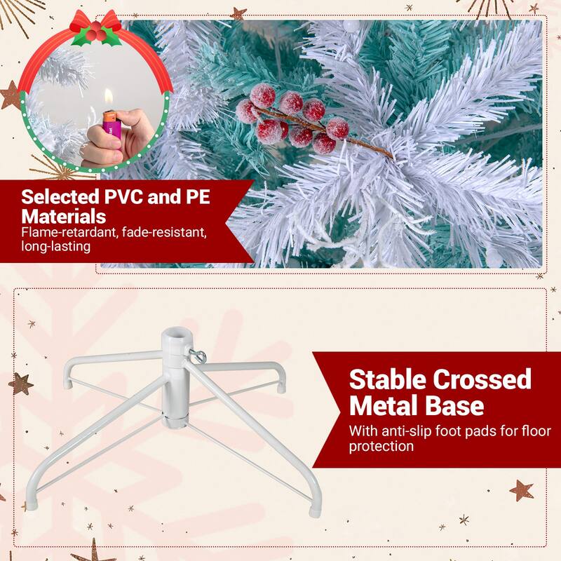 Gymax 6 FT Pre-lit Artificial Christmas Tree w/599 Snow Flocked Branch