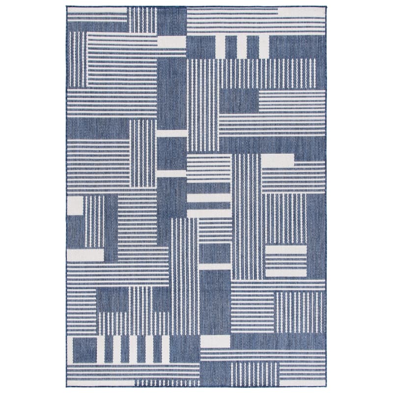 SAFAVIEH Beach House Emer Transitional Rug - 5'1" x 7'6" - Navy/Ivory