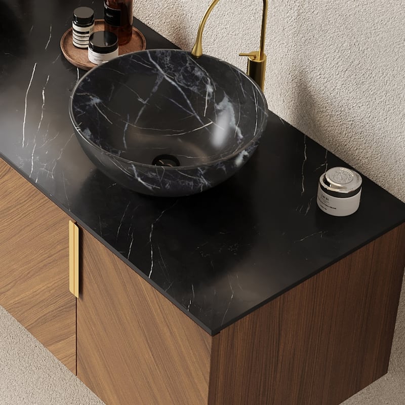Wall Mounted Bathroom Vanity with Sintered Stone Countertop and Sink