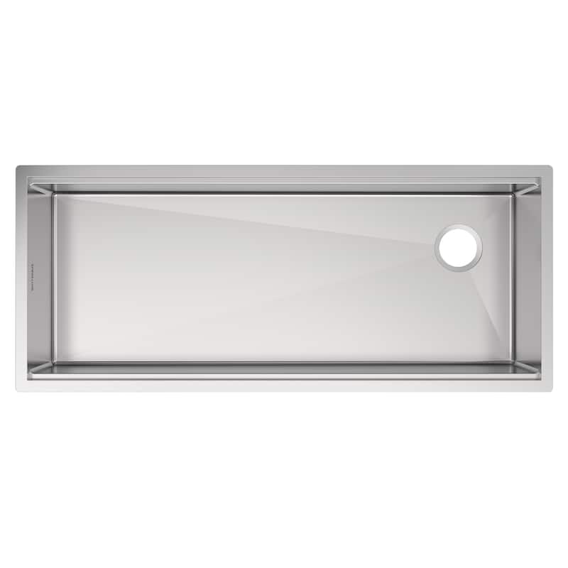 Whitehaus Undermount Single Bowl 16 Gauge Brushed Stainless Steel Workstation Sink With Accessories