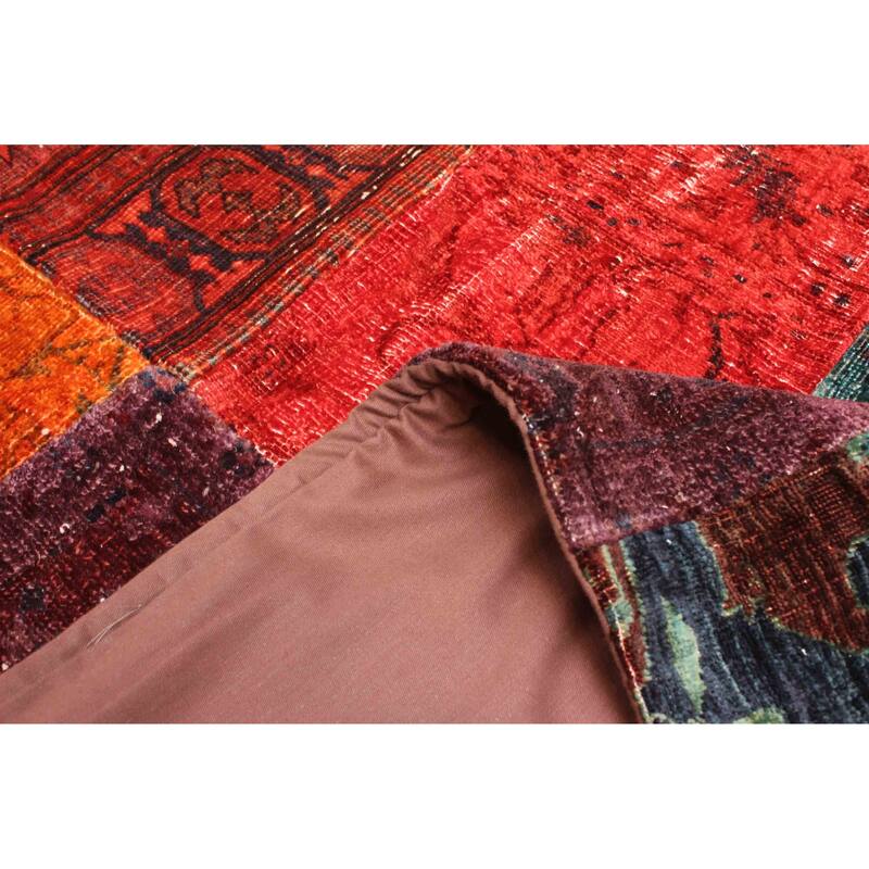 ECARPETGALLERY Hand-knotted Color Transition Patchwork Red Wool Rug - 5'5 x 8'3