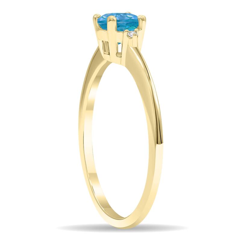 Women's Round Shaped Blue Topaz and Diamond Classic Band in 10K Yellow Gold
