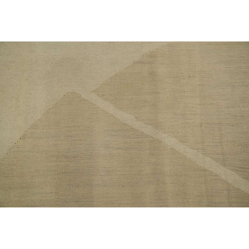 Hand Woven Oriental 100% Wool Carpet Southwestern Modern Beige & Ivories Kilim Area Rug - 9' 11'' X 6' 9''