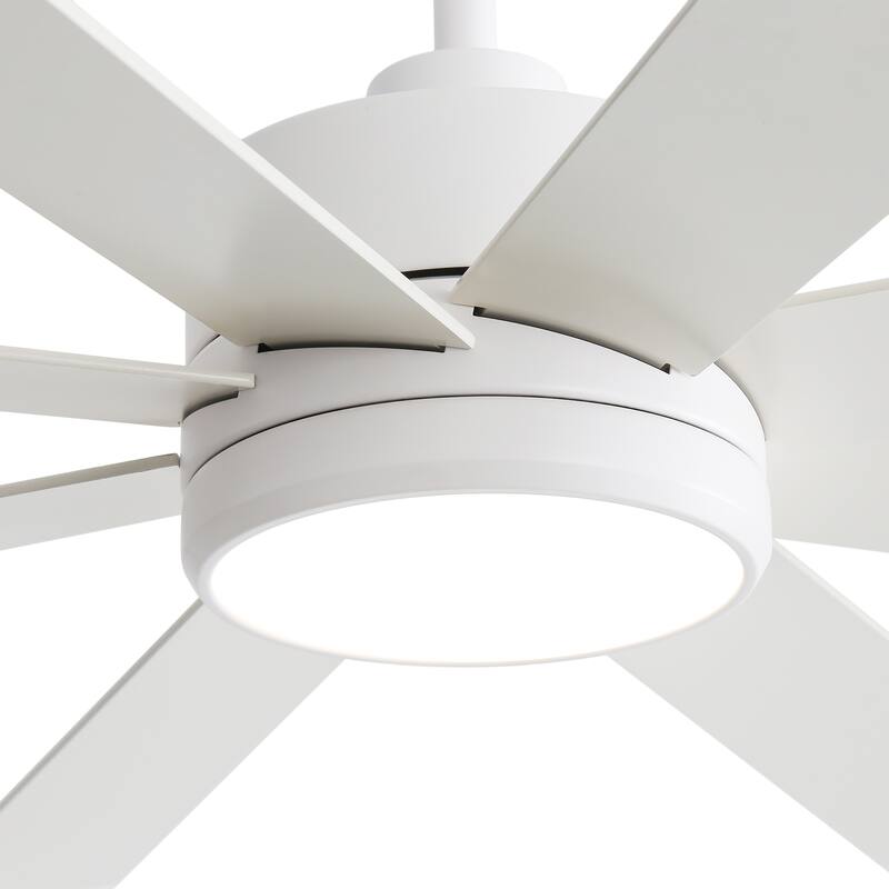 65 Inch 8-Blade Black LED Ceiling Fan with Light and Remote