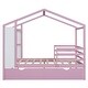 preview thumbnail 5 of 13, Pink Full Size Solid Wood House Bed with Trundle & Writing Board