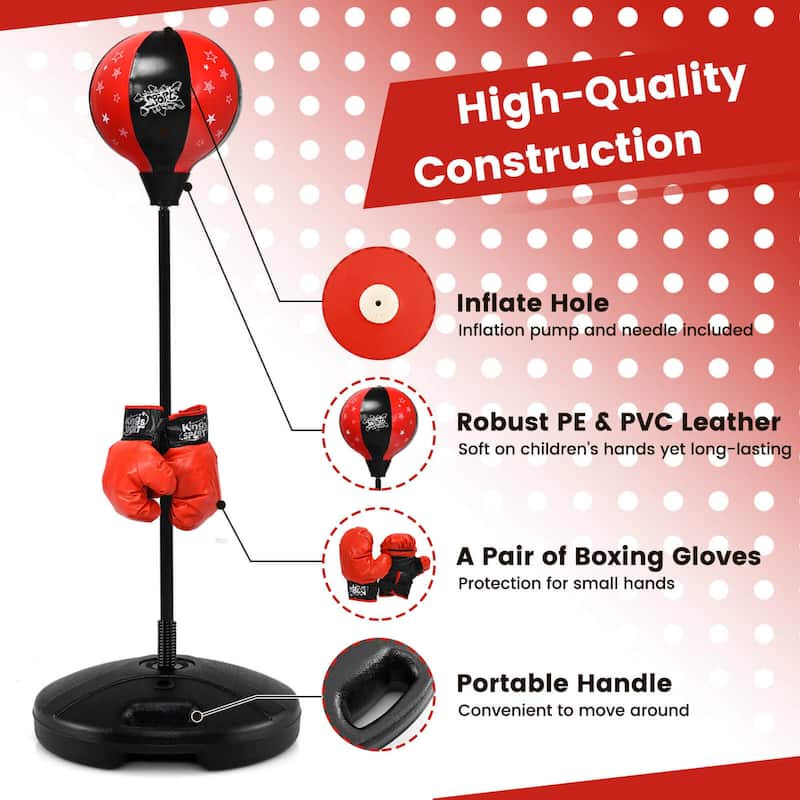 Costway Kids Punching Bag Toy Set Adjustable Stand Boxing Glove Speed
