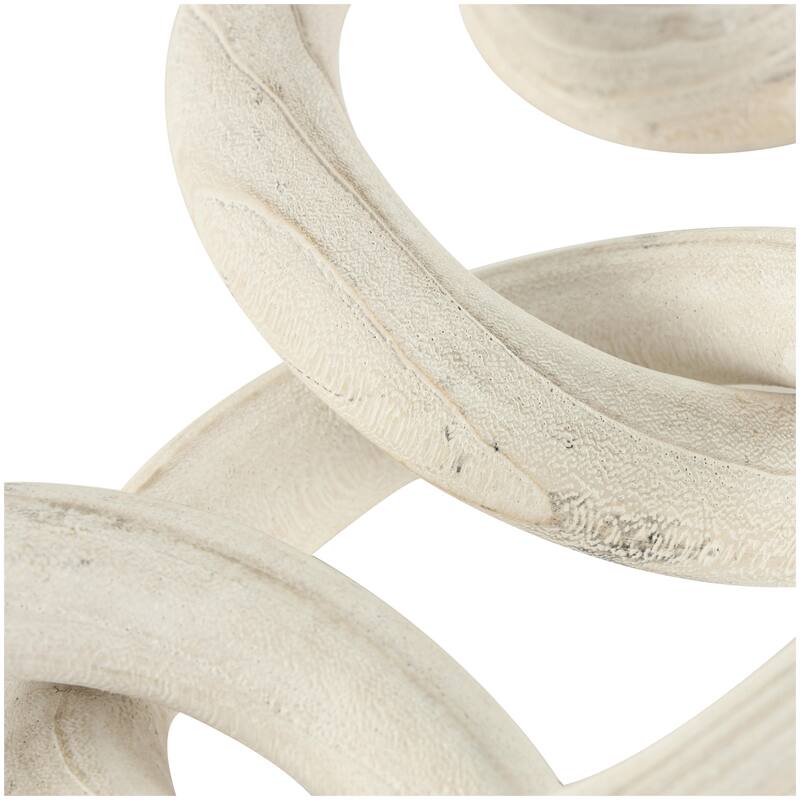 Wood Chain 5 Link Decorative Sculpture with Natural Wood Grain - White - Roche River Decor