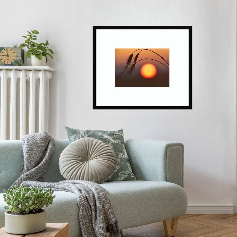 Wheat and Sunrise by Dennis Frates Wood Framed Wall Art Print