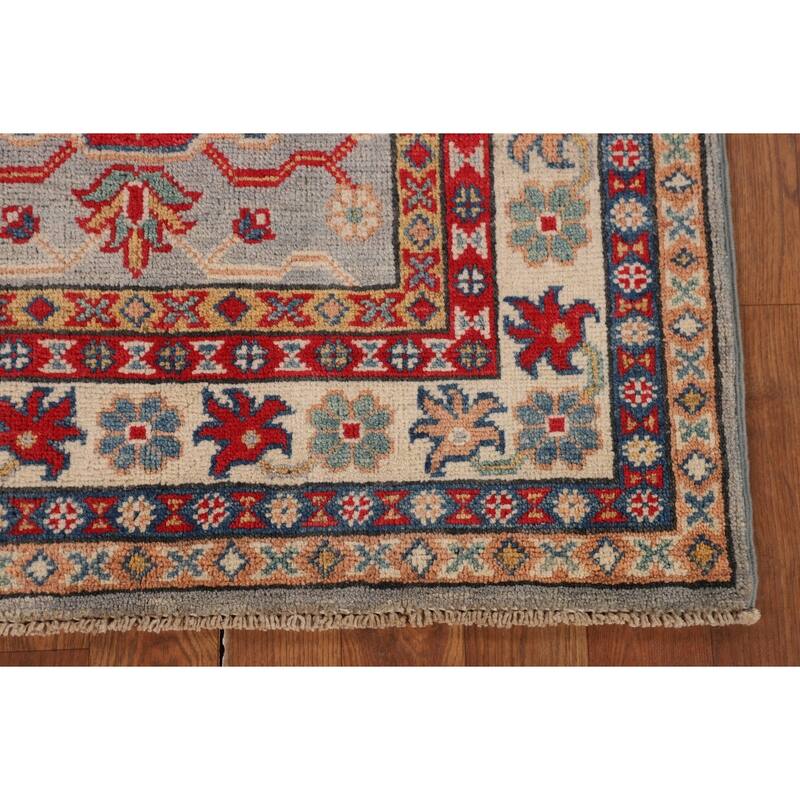 Geometric Kazak Accent Rug Bedroom Hand-Knotted Wool Carpet - 2'9" x 4'1"