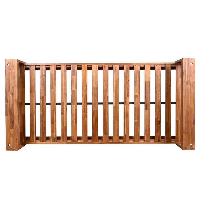 Twin Size Patio Acacia Wood Swing Frame with Hemp Ropes