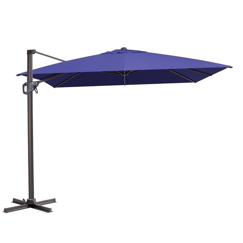 VredHom Patio Outdoor 9 FT x 11 FT Cantilever-Offset Umbrella with No Base - Navy Blue