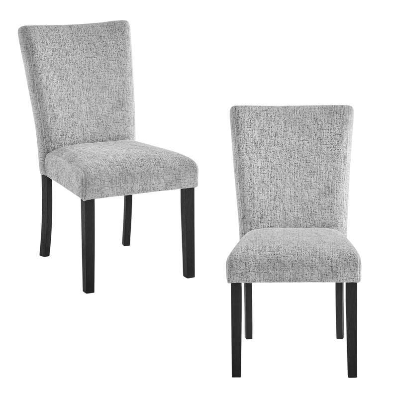 HomeRoots Set of Two Light Gray and Black Upholstered Fabric And Wood Dining Side Chairs - 21.22 in. x 40.24 in. x 18.03 in.