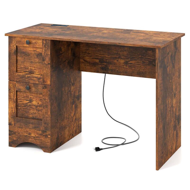 Costway 43" Home Office Desk Compact Study Writing Desk with 2 Drawers