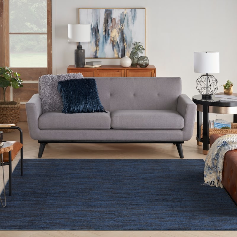 Nourison Modern Solid Indoor/Outdoor Area Rug - 7' Square - Midnight/Blue