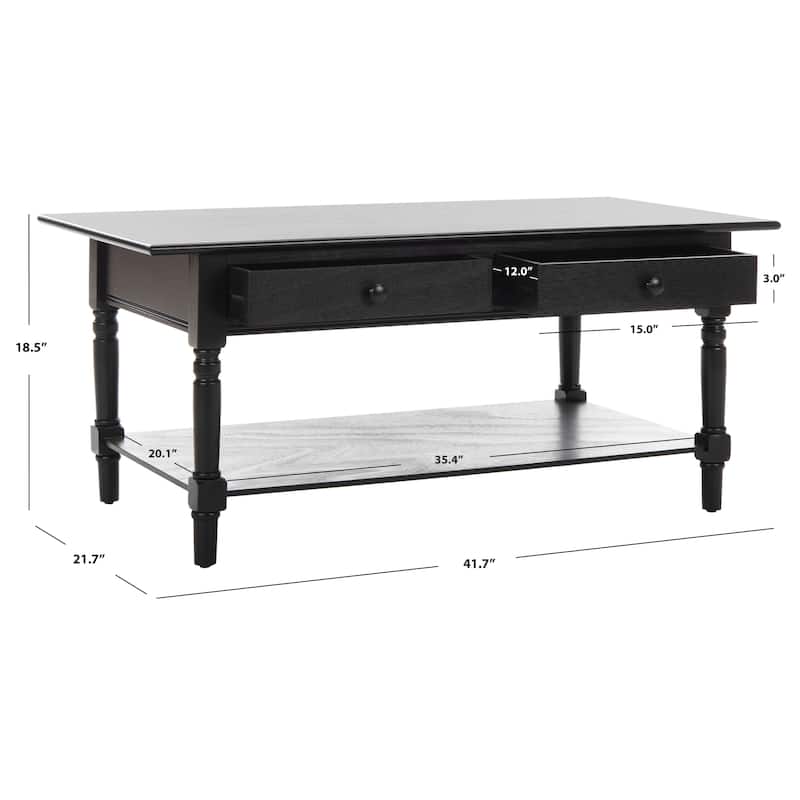 SAFAVIEH Bama Grey 2-Drawer Coffee Table - 41.7" W x 21.7" D x 18.5" H - 42Wx22Dx19H