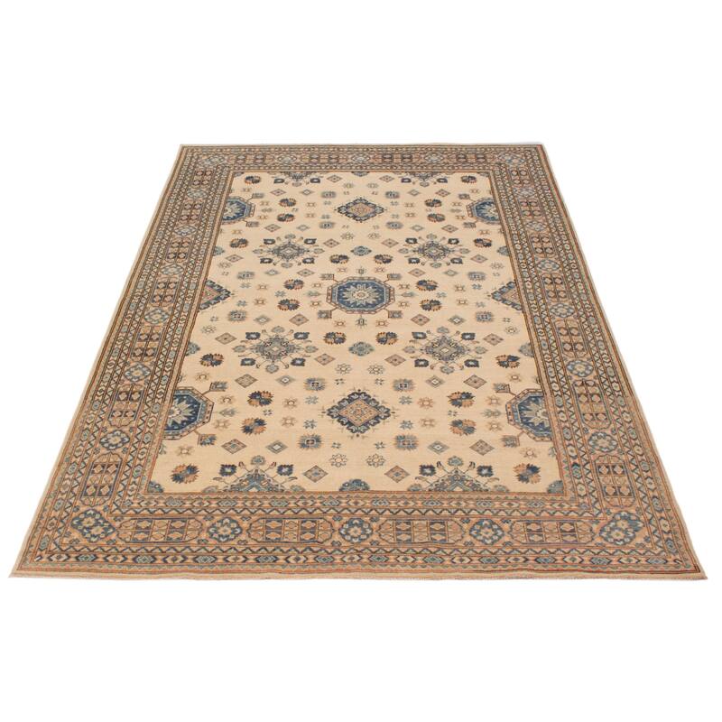 ECARPETGALLERY Hand-knotted Finest Ghazni Cream Wool Rug - 6'6 x 9'8