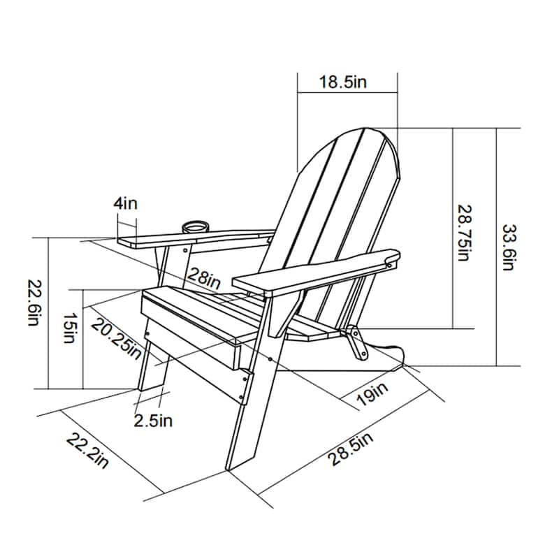 Folding Adirondack Chair Outdoor Chair with Cup Holder, Arm Chair Reading Chair Accent Chair Side Chair