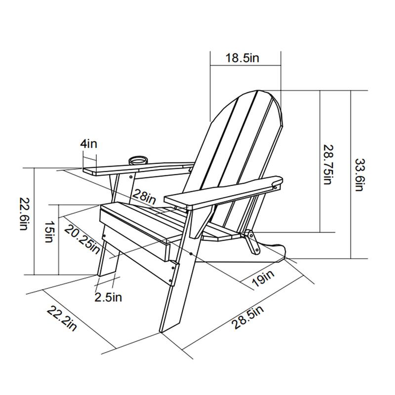 HDPE Folding Adirondack Chair with Dual Cup Holder - Composite Adirondack Chair with Wood Texture