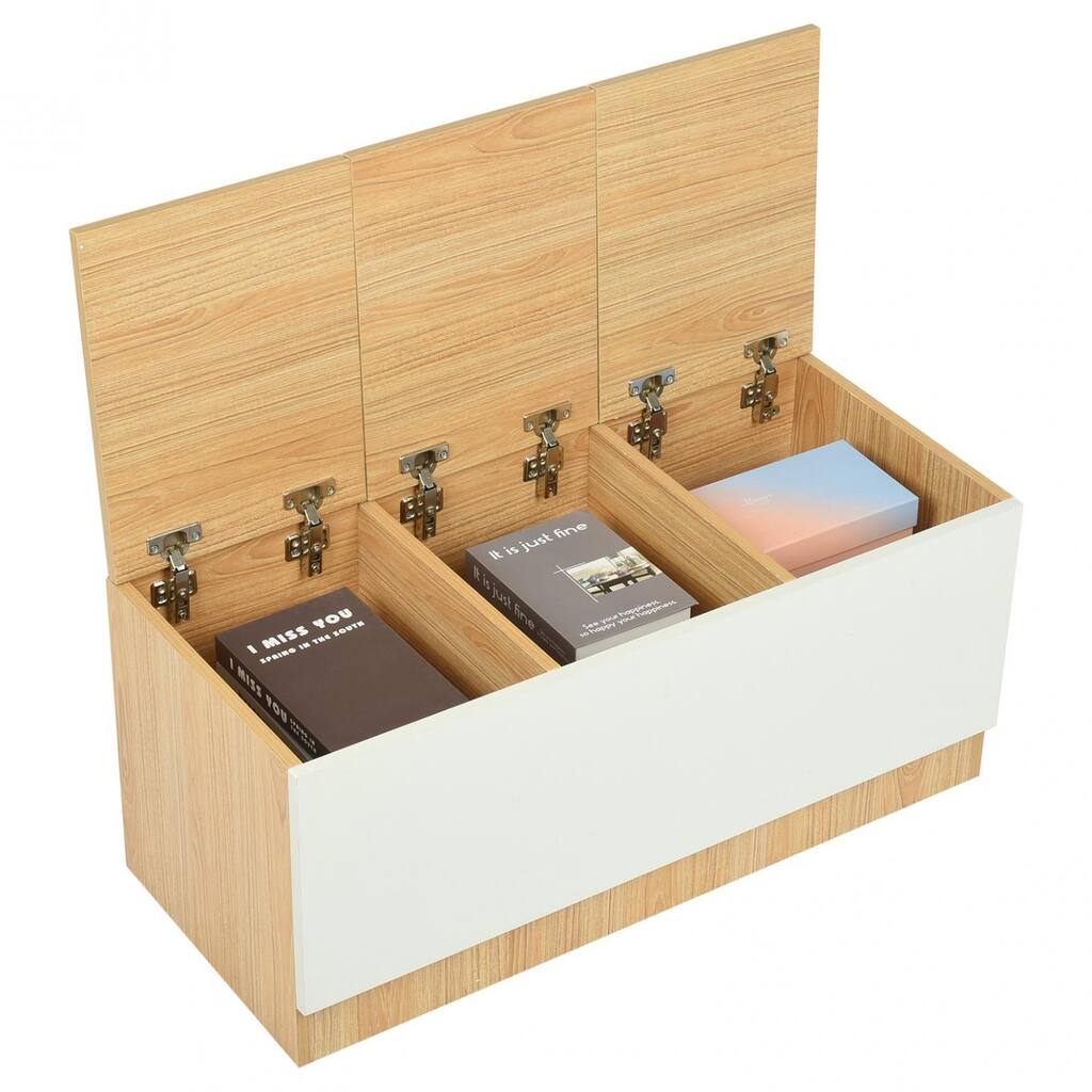 Folding Wood Storage Bench/ Storage Cabinet/ Shoe Rest/ 3-cube Organizer