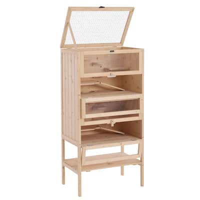 5-Tier Small Pet Cage for Hamsters and Mice with Solid Wood Frame Storage and Panels - 23.5" L x 15.75" W x 47.25" H
